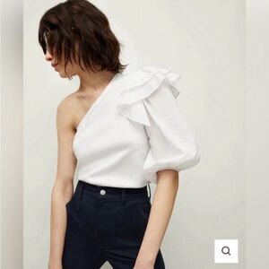 NWT VERONICA BEARD DIANTHA PUFF SLEEVE ONE SHOULDER TEE